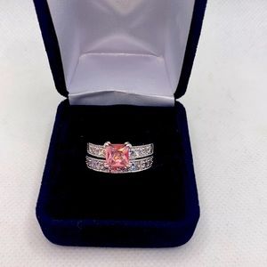 Pink & white topaz ring sz 7